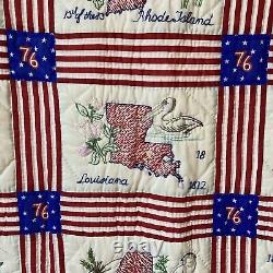 One Of A Kind Vintage authentic bicentennial Quilt /50 States /signed And Dated