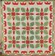 Pre Civil War 1850's Red & Green Oak Leaf & Acorn Applique Antique Quilt