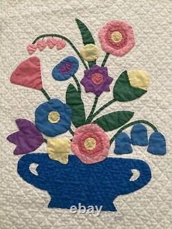 PRISTINE 1920-30's FLOWER BASKET Quilt GRAPHIC COLORS