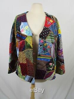 Patchwork Crazy Quilt Jacket Vintage 60's 70's Hand Pieced Lined M-L