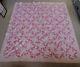 Pink Feedsack Floral Cotton Handmade Vintage Drunkard's Path Full Quilt 86 X 79