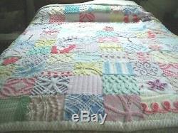 Plush Vintage Chenille Bedspread QuiltHandmadeChic Patchwork Design