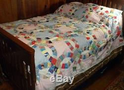 PreOwned Vintage Handmade Patchwork Circles Pattern Quilt Top 92x78 1930-later