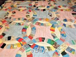 PreOwned Vintage Handmade Patchwork Circles Pattern Quilt Top 92x78 1930-later