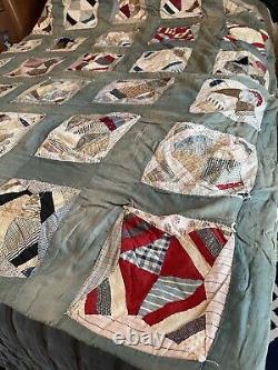 Primitive Patchwork Vintage Handmade Quilt Kansas Troubles Hand Stitched