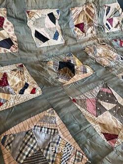 Primitive Patchwork Vintage Handmade Quilt Kansas Troubles Hand Stitched