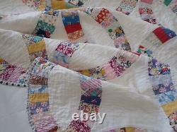 Prints Charming! Lovely Vintage 30s Wedding Ring QUILT 95x82 Large