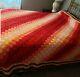 Quality Handmade Handquilted King Queen Quilt Vtg Sunset Red Orange Yellow
