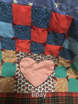 Queen Size Perfect Condition Handmade Quilt With Hearts & Angels Reversible