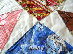 Quilt Handmade Vintage 50- 60's Hand Quilted Machine Stitched Folk Art Feel Kite