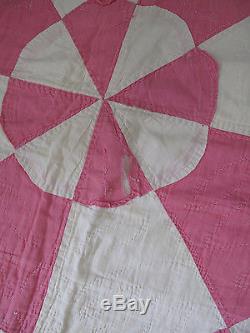 Quilt Large Pink Beach Ball hand made vintage museum quality 1930s
