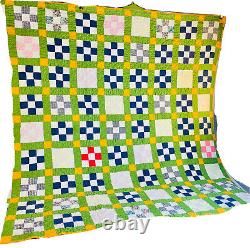 Quilt Vintage 1930s All Hand Stitched Hand Quilted Feed Sack Patchwork 83 x 67