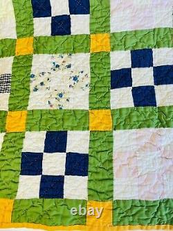 Quilt Vintage 1930s All Hand Stitched Hand Quilted Feed Sack Patchwork 83 x 67