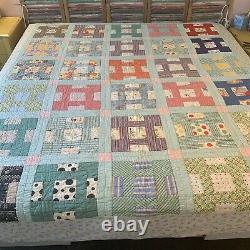 Quilt Vintage Granny Squares Hand Sewn 67 x 79 Blanket Throw Lap Bedding