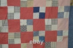 Quilt top early patchwork 65 x 74 cotton hand made 19th c antique