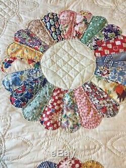 Quilted Queen Comfortor Cotton Patchwork 91x75 Handmade Vintage Item
