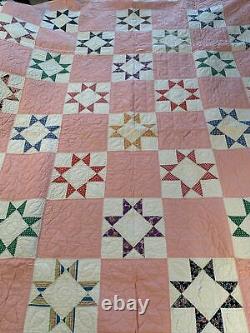 Quilts hand made vintage. Beautiful Hand Made Vintage 80 by 80 Quilt, No Holes