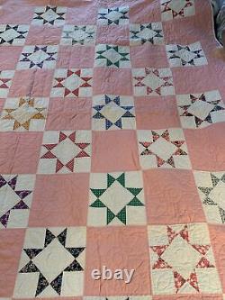 Quilts hand made vintage. Beautiful Hand Made Vintage 80 by 80 Quilt, No Holes
