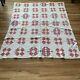 Read Vintage Patchwork Quilt 66 X 80 Rectangle Red White Diamond
