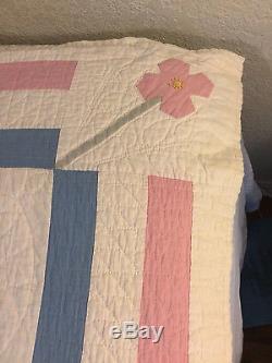 REDUCED Vintage Applique Hand Made Quilt Hand Quilted 1930's Large 78 x 86