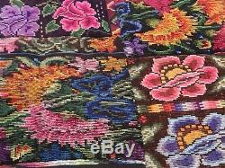 Rare Vintage Guatemalan Huipil Quilt, pieced from Vintage Blouses, fits King Bed