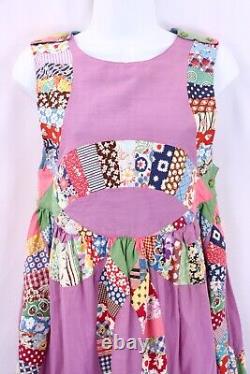 Rare Vintage Handmade Double Wedding Ring Patchwork Quilt Dress Feed Flour Sack