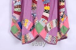 Rare Vintage Handmade Double Wedding Ring Patchwork Quilt Dress Feed Flour Sack