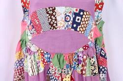 Rare Vintage Handmade Double Wedding Ring Patchwork Quilt Dress Feed Flour Sack