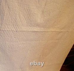 Reduced XL White Whole Cloth Antique Quilt Tons Of Quilting Vintage Wedding
