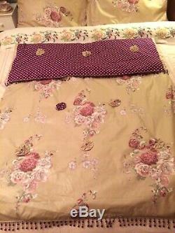 Reversible Quilt/Eiderdown Vintage Laura Ashley Glazed Cotton Beads Pillowcases