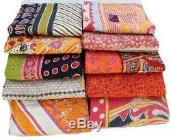 Reversible Vintage Kantha Quilts WHOLESALE LOT 10 PC Heavy Gudri Throws Blankets