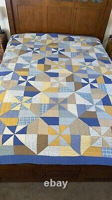 Reversible Vintage Quilt All Hand Stitched AMAZING AMOUNT OF WORK 88x100