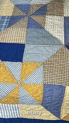 Reversible Vintage Quilt All Hand Stitched AMAZING AMOUNT OF WORK 88x100