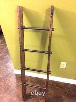 Rustic Industrial Pipe and Wood Blanket Ladder Wood Quilt Ladder Wall Ladder