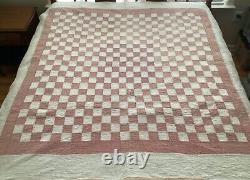 SALE FUN & FOLKSY 1940's Checkered RED & WHITE Patchwork Quilt SALE