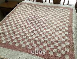 SALE FUN & FOLKSY 1940's Checkered RED & WHITE Patchwork Quilt SALE