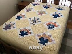 STUNNING 1930-40's CACTUS BASKET Patchwork Quilt VIBRANT YELLOWS