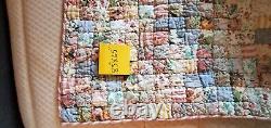 STUNNING Handmade Quilt Sepia-look Block & Star Full Handstitched Patels 83x65