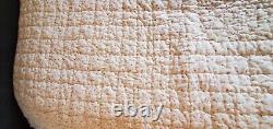 STUNNING Handmade Quilt Sepia-look Block & Star Full Handstitched Patels 83x65