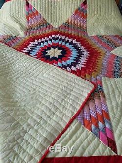 STUNNING Vintage Star of Bethlehem Handmade Quilt