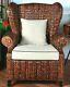 Seagrass Chair With Rattan Wicker Wingback Arm Chair Antique Vintage Styling
