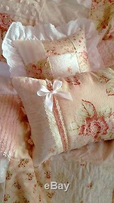 Seaside Vintage Rose Chenille Shabby Baby Quilt Chic Crib Bedding Gift Set