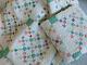 Set Of 2 Vintage Antique Postage Stamp Quilts Hand Made Feed Sack Fabrics Pair