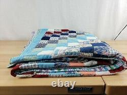Square Patches Antique Large Handsewn Hand Stitched American Quilt 80x 76