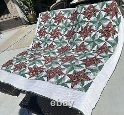 Stunning Vintage 1940's 8 Point Star Quilt 84x82 With Some Feed/flour Sack