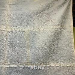 Stunning Vintage 66 x 66 approximately blue Whole? Cloth quilt Whole