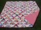 Stunning Vtg Fan Quilt-handmade/hand Stitched/hand Quilted-pink Backing-78x76
