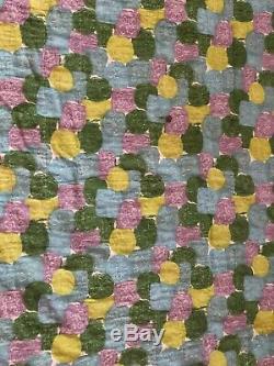 Twin sz Nine patch and Rails vintage handmade quilt 65 x 81 green red antique