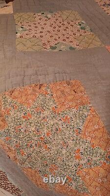 Unique Hand Sewn Antique Stars Patchwork Quilt Very Worn Incredibly Colorful