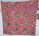 Unique Vintage 1930's Applique Pink Butterfly Flowers Hand Made Quilt 68 X 86